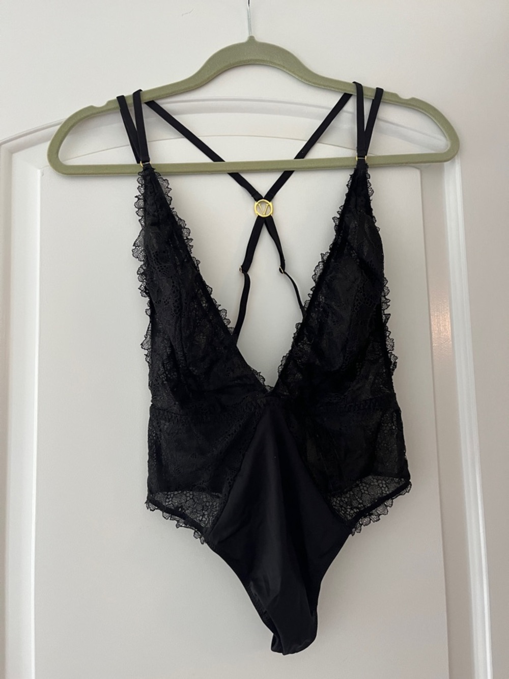 Black Lace Plunge Bodysuit - Women Intimates by Victoria Secret size s